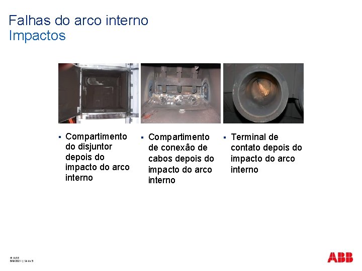 Falhas do arco interno Impactos § © ABB 6/9/2021 | Slide 5 Compartimento do