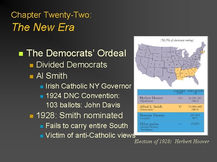 Chapter Twenty-Two: The New Era n The Democrats’ Ordeal n n Divided Democrats Al