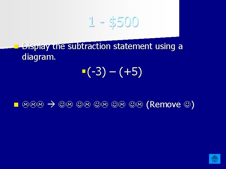 1 - $500 n Display the subtraction statement using a diagram. § (-3) –