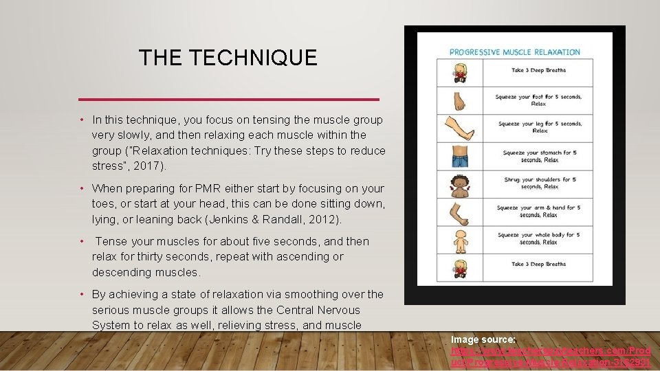 THE TECHNIQUE • In this technique, you focus on tensing the muscle group very THE TECHNIQUE • In this technique, you focus on tensing the muscle group very