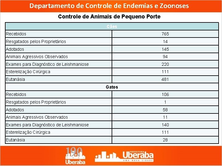 Departamento de Controle de Endemias e Zoonoses Controle de Animais de Pequeno Porte Cães