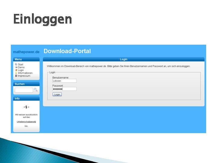 Einloggen 