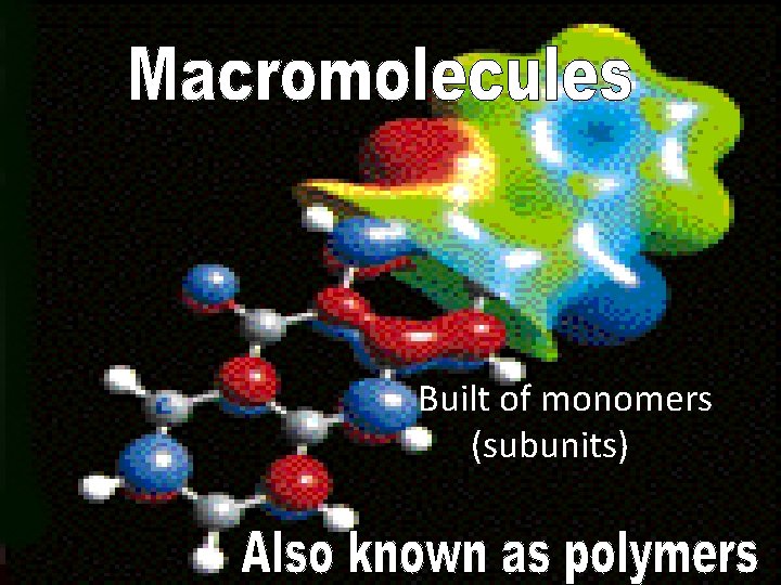 Built of monomers (subunits) 