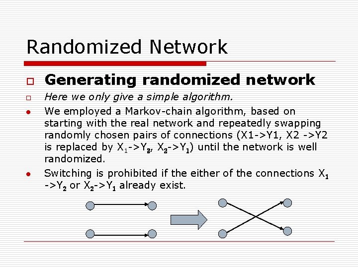 Randomized Network o o l l Generating randomized network Here we only give a