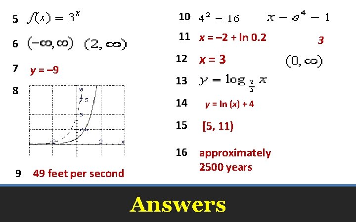 5 6 7 y = – 9 8 9 49 feet per second 10