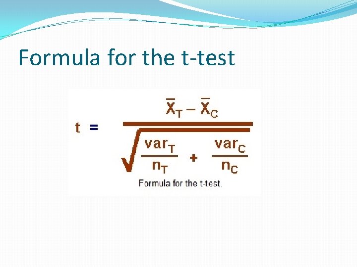 Formula for the t-test 