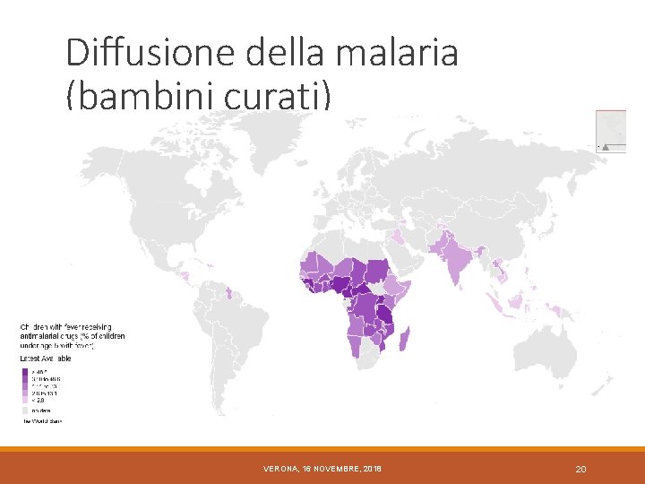 Diffusione della malaria (bambini curati) VERONA, 16 NOVEMBRE, 2018 20 