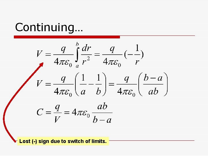 Continuing… Lost (-) sign due to switch of limits. 