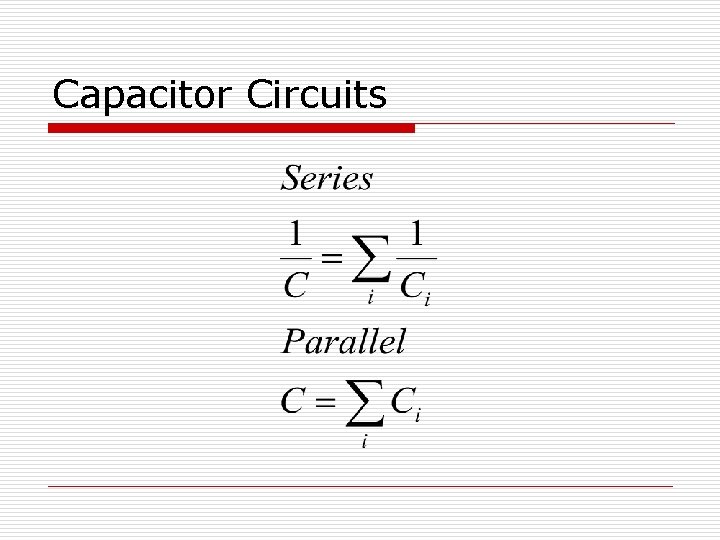 Capacitor Circuits 