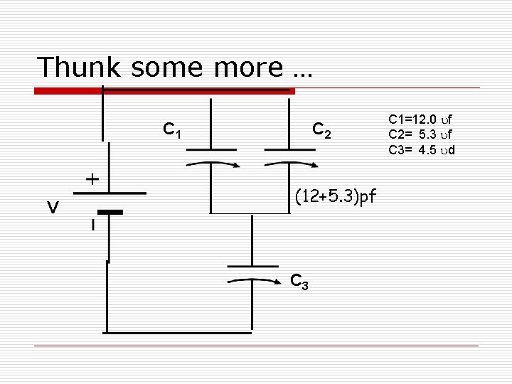 Thunk some more … C 1 V C 2 (12+5. 3)pf C 3 C