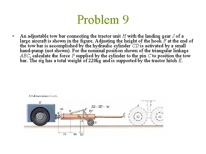 Problem 9 • An adjustable tow bar connecting the tractor unit H with the