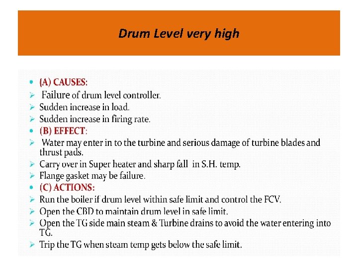 Drum Level very high 