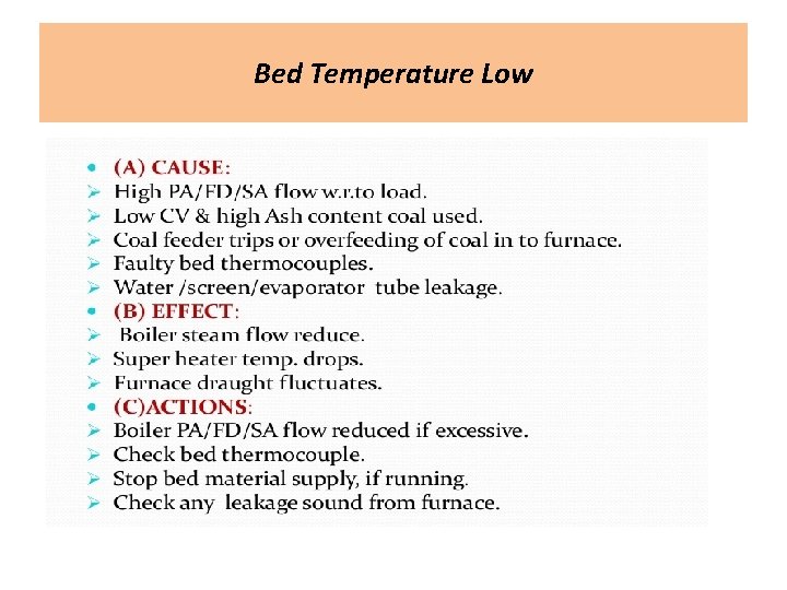 Bed Temperature Low 