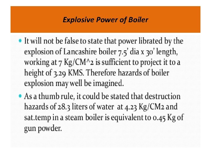 Explosive Power of Boiler 