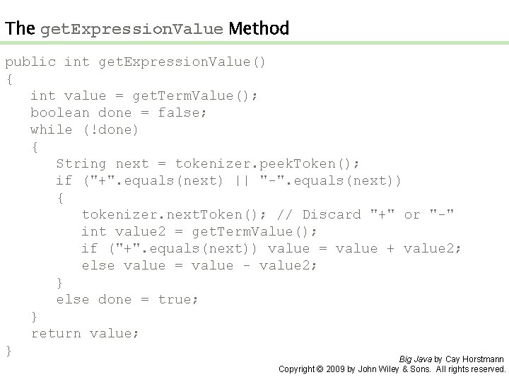 The get. Expression. Value Method public int get. Expression. Value() { int value =