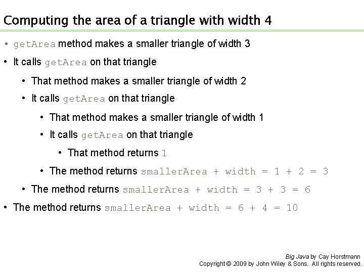 Computing the area of a triangle with width 4 • get. Area method makes