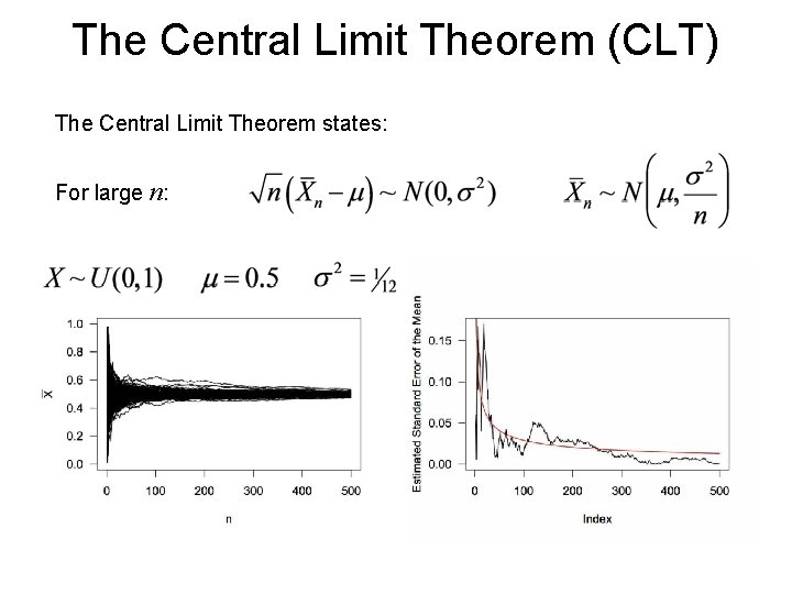 The Central Limit Theorem (CLT) The Central Limit Theorem states: For large n: The Central Limit Theorem (CLT) The Central Limit Theorem states: For large n: