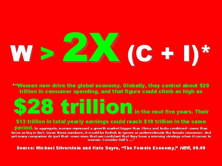 W> 2 X (C + I)* *“Women now drive the global economy. Globally, they W> 2 X (C + I)* *“Women now drive the global economy. Globally, they