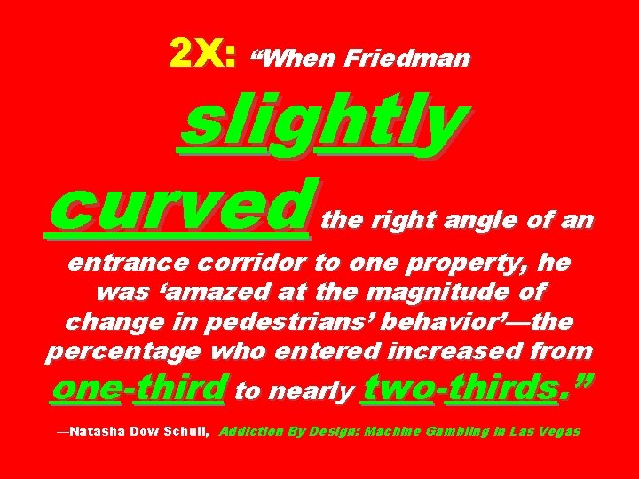 2 X: “When Friedman slightly curved the right angle of an entrance corridor to