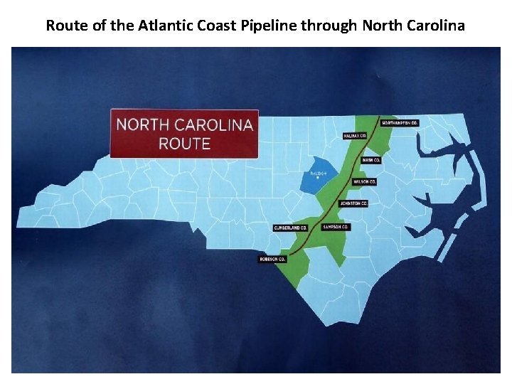 Route of the Atlantic Coast Pipeline through North Carolina 