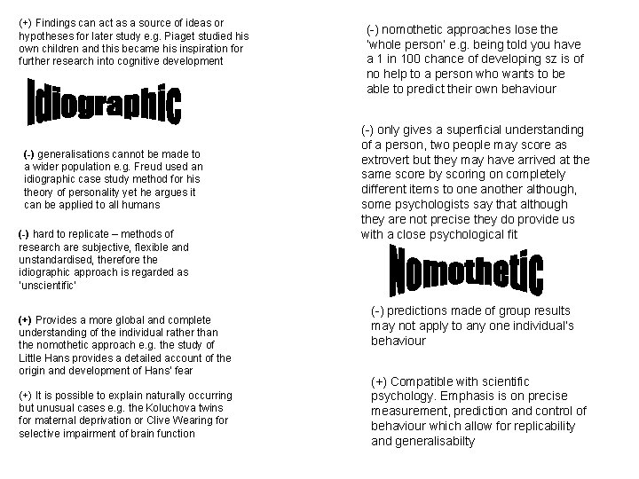 (+) Findings can act as a source of ideas or hypotheses for later study