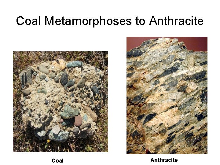 Coal Metamorphoses to Anthracite Coal Anthracite 
