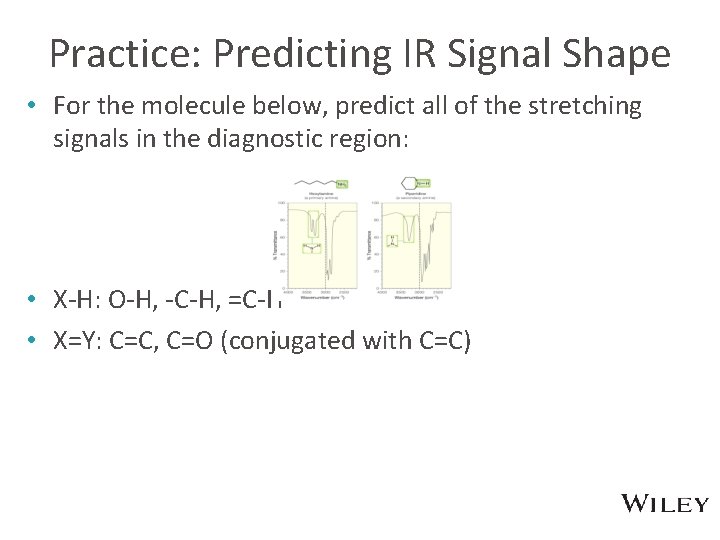 Practice: Predicting IR Signal Shape • For the molecule below, predict all of the