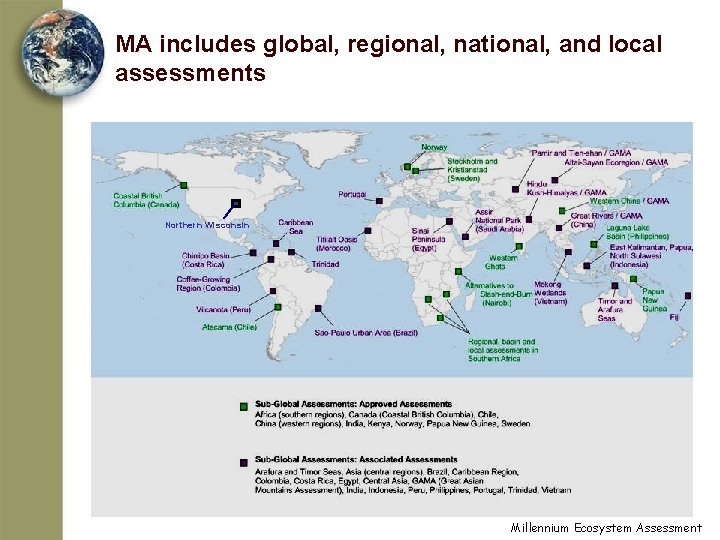 MA includes global, regional, national, and local assessments Northern Wisconsin Millennium Ecosystem Assessment 