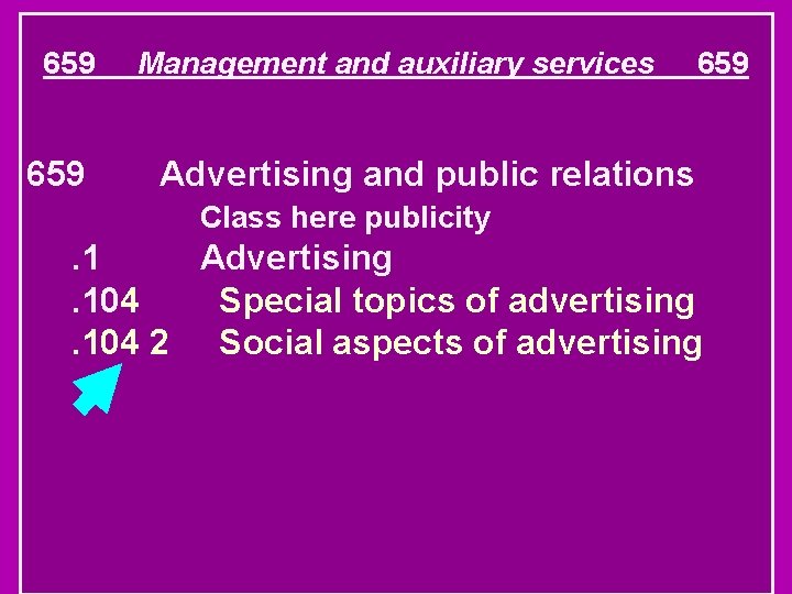 659 Management and auxiliary services 659 Advertising and public relations Class here publicity .