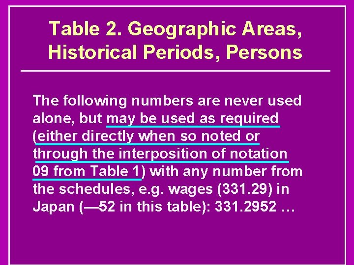 Table 2. Geographic Areas, Historical Periods, Persons The following numbers are never used alone,