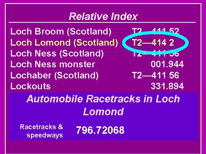 Relative Index Loch Broom (Scotland) Loch Lomond (Scotland) Loch Ness monster Lochaber (Scotland) Lockouts