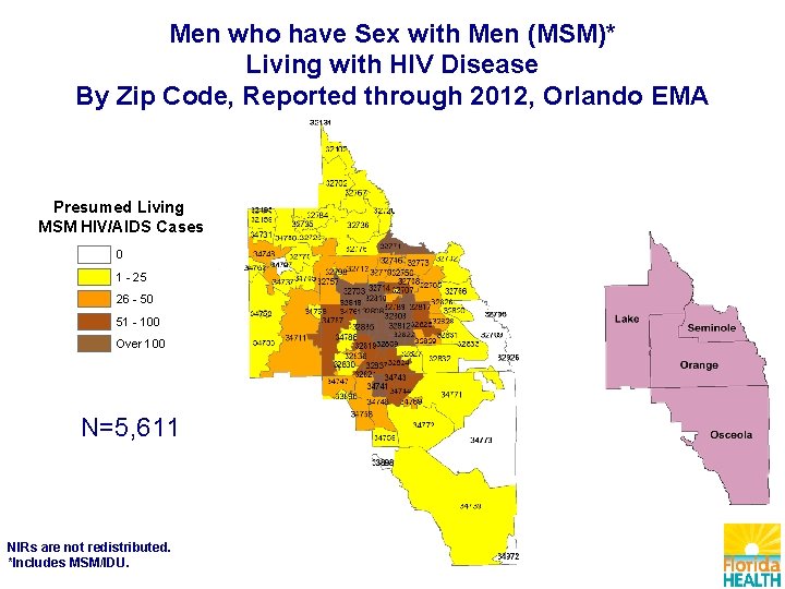 Men who have Sex with Men (MSM)* Living with HIV Disease By Zip Code,