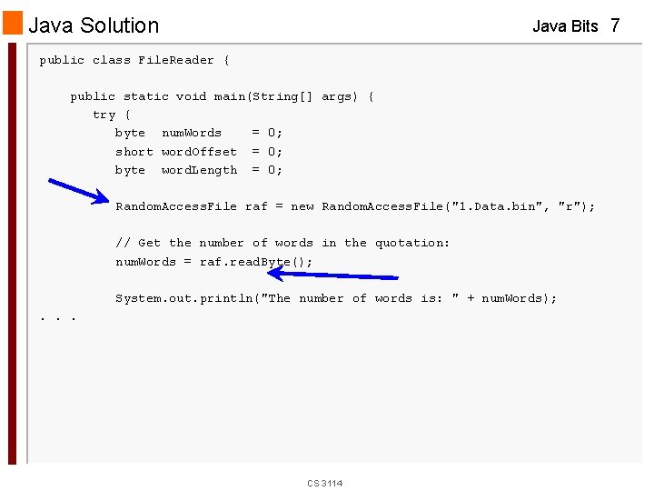 Java Solution Java Bits 7 public class File. Reader { public static void main(String[]