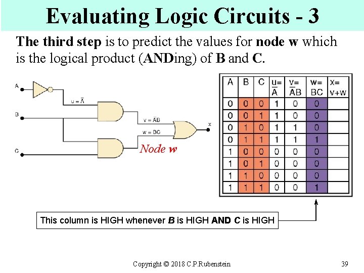 Evaluating Logic Circuits - 3 The third step is to predict the values for