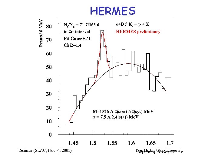 HERMES Seminar (SLAC, Nov. 4, 2003) Ken Hicks, Ohio University 