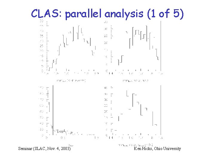 CLAS: parallel analysis (1 of 5) Seminar (SLAC, Nov. 4, 2003) Ken Hicks, Ohio
