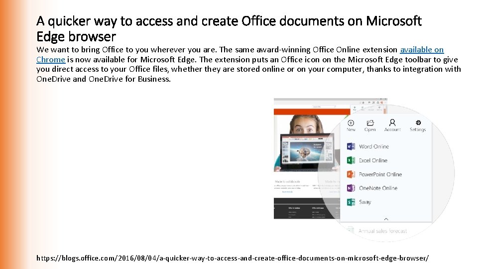 A quicker way to access and create Office documents on Microsoft Edge browser We