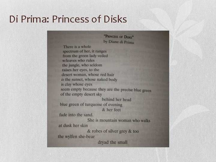 Di Prima: Princess of Disks 