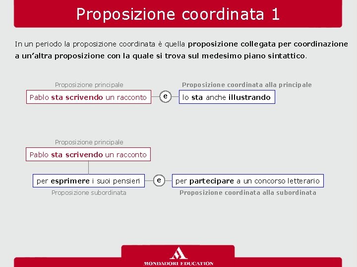 Proposizione coordinata 1 In un periodo la proposizione coordinata è quella proposizione collegata per