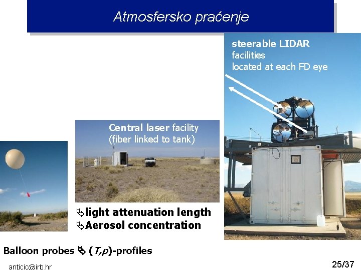 Atmosfersko praćenje steerable LIDAR facilities located at each FD eye Central laser facility (fiber