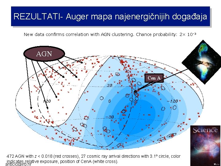  • REZULTATIAuger mapa najenergičnijih događaja II. The UHECR Sky is anisotropic New data