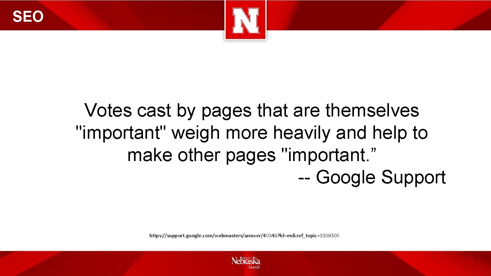 SEO Votes cast by pages that are themselves "important" weigh more heavily and help
