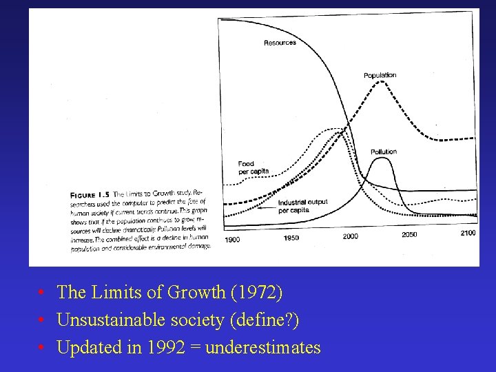  • The Limits of Growth (1972) • Unsustainable society (define? ) • Updated