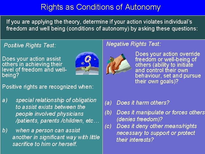 Rights as Conditions of Autonomy • If you are applying theory, determine if your