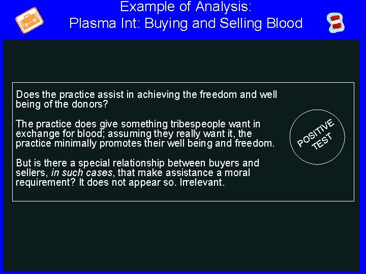 Example of Analysis: Plasma Int: Buying and Selling Blood Does the practice assist in
