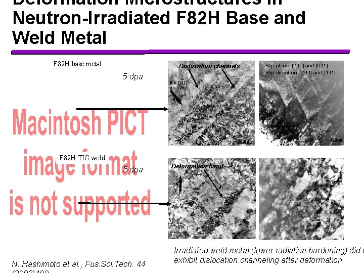 Deformation Microstructures in Neutron-Irradiated F 82 H Base and Weld Metal F 82 H