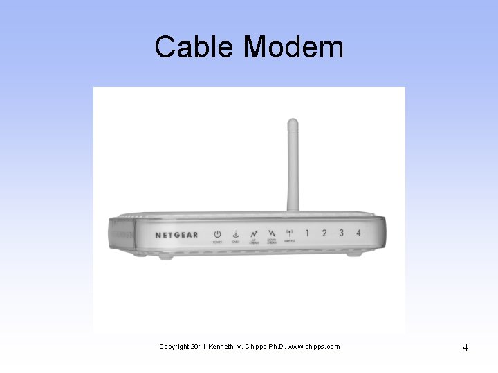 Cable Modem Copyright 2011 Kenneth M. Chipps Ph. D. www. chipps. com 4 