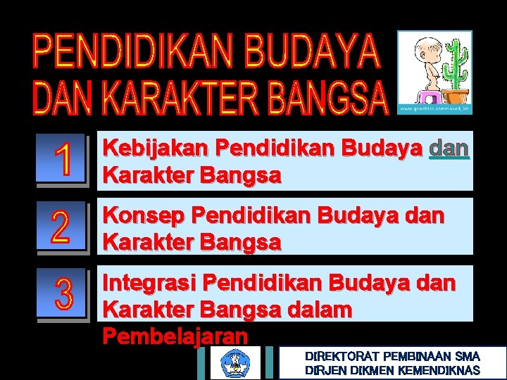 Kebijakan Pendidikan Budaya dan Karakter Bangsa Konsep Pendidikan Budaya dan Karakter Bangsa Integrasi Pendidikan