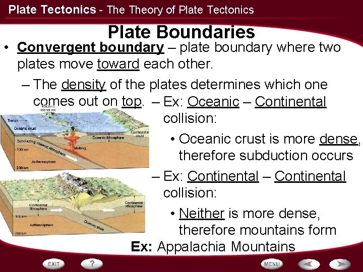 Plate Tectonics - Theory of Plate Tectonics Plate Boundaries • Convergent boundary – plate