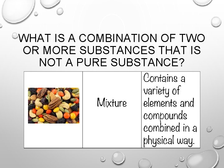 WHAT IS A COMBINATION OF TWO OR MORE SUBSTANCES THAT IS NOT A PURE